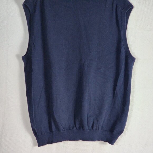 Chaps Navy Blue Grey Logo 100 Cotton V-Neck Sleeveless Sweater Vest Size XXL - Picture 9 of 16